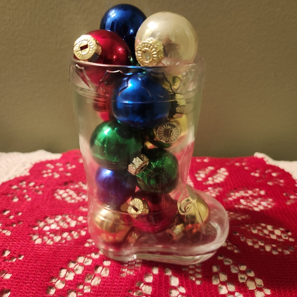 Vintage Studio Nova Clear Glass Boot Candy Holder 5"